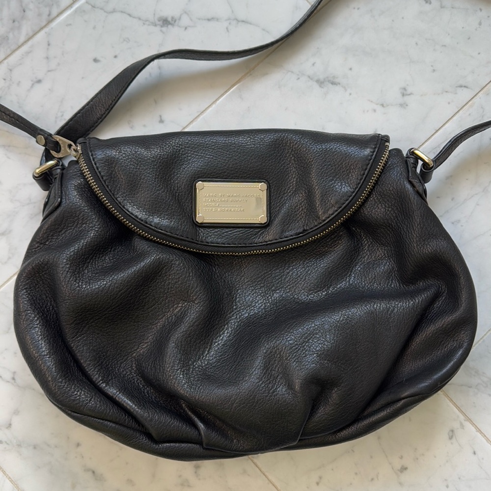 Marc Jacobs Black Crossbody Messenger Saddle Bag